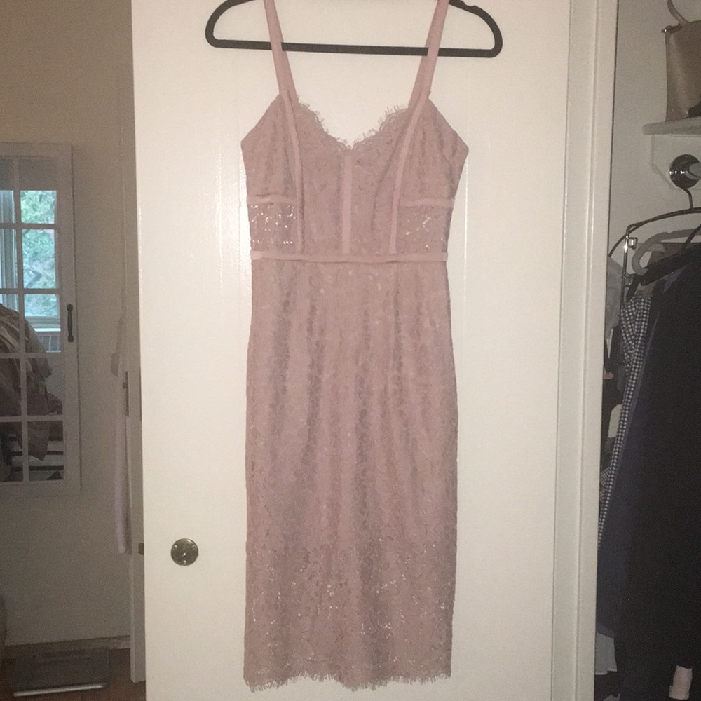 Express Corded Lace Bustier Dress in Dusty Pink